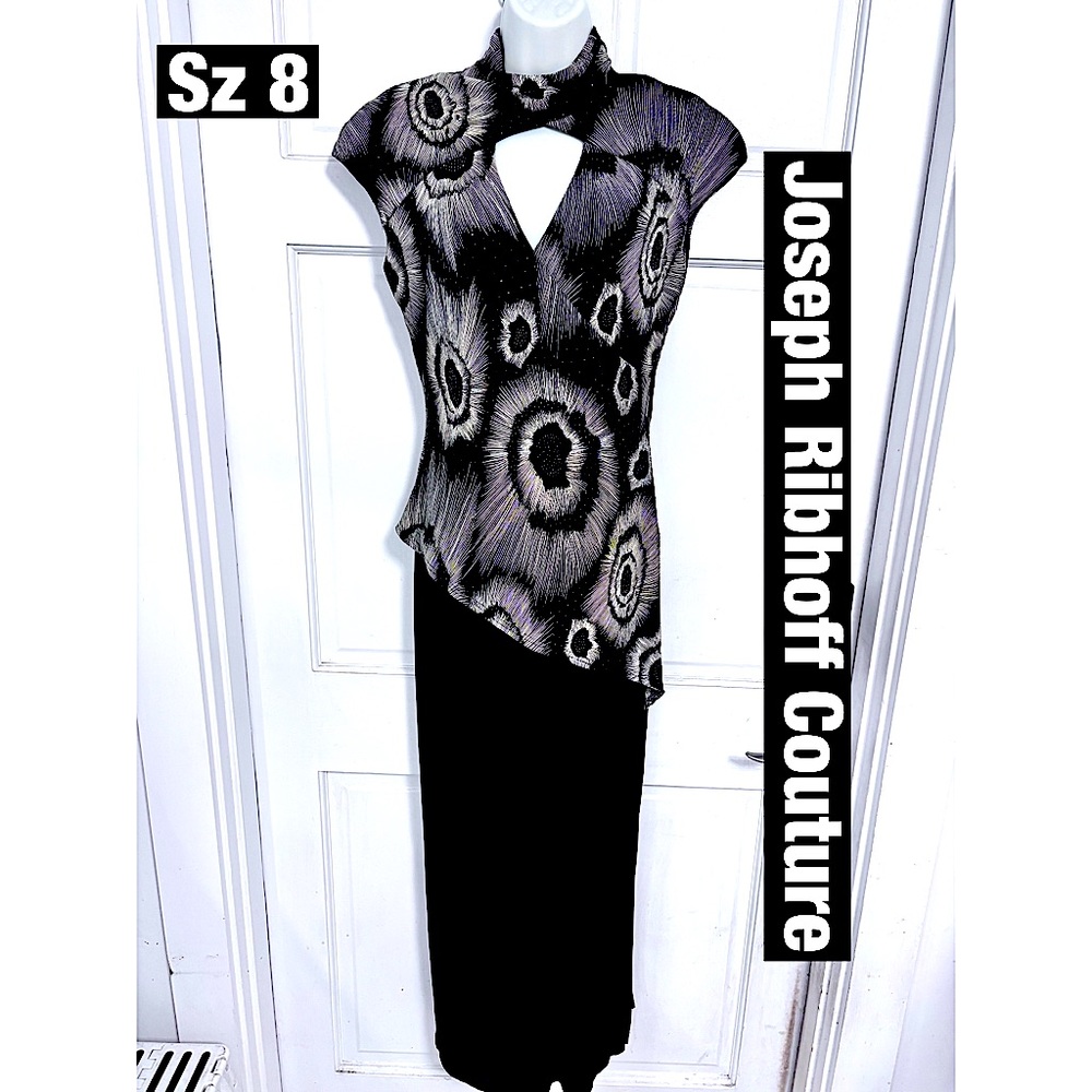 Joseph Ribhoff Couture  Asymmetrical Gown. Vintage with Tags Has Sparkle